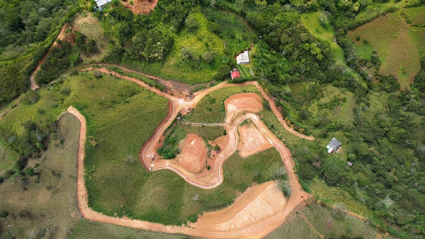 Fotografía aérea de Villa Valentina, tomada de la sección oficial Explora Villa Valentina desde arriba
